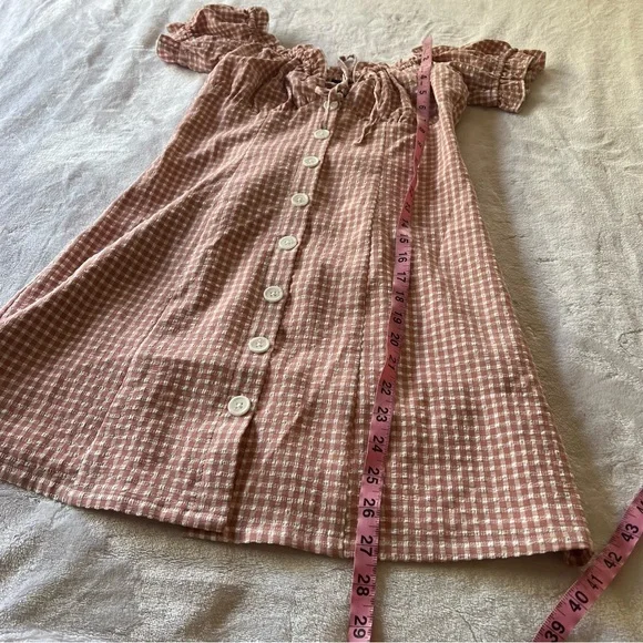 MAJORELLE Golden Gal Mini Dress in Pink Plaid Size Small - Picture 10 of 10